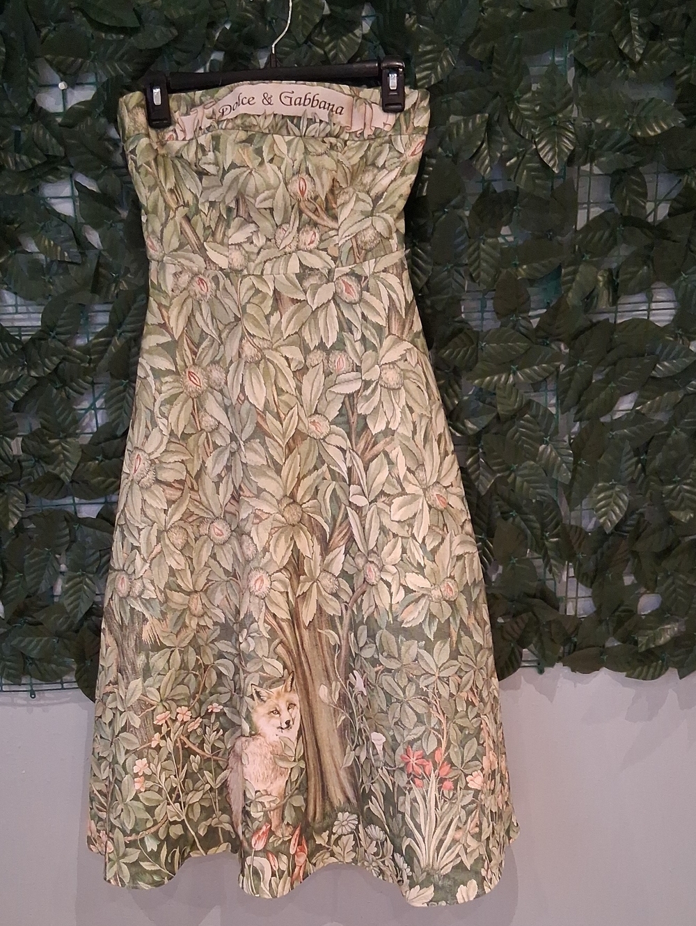 Forever 21 Strapless Botanical Print Dress in Green and Cream
